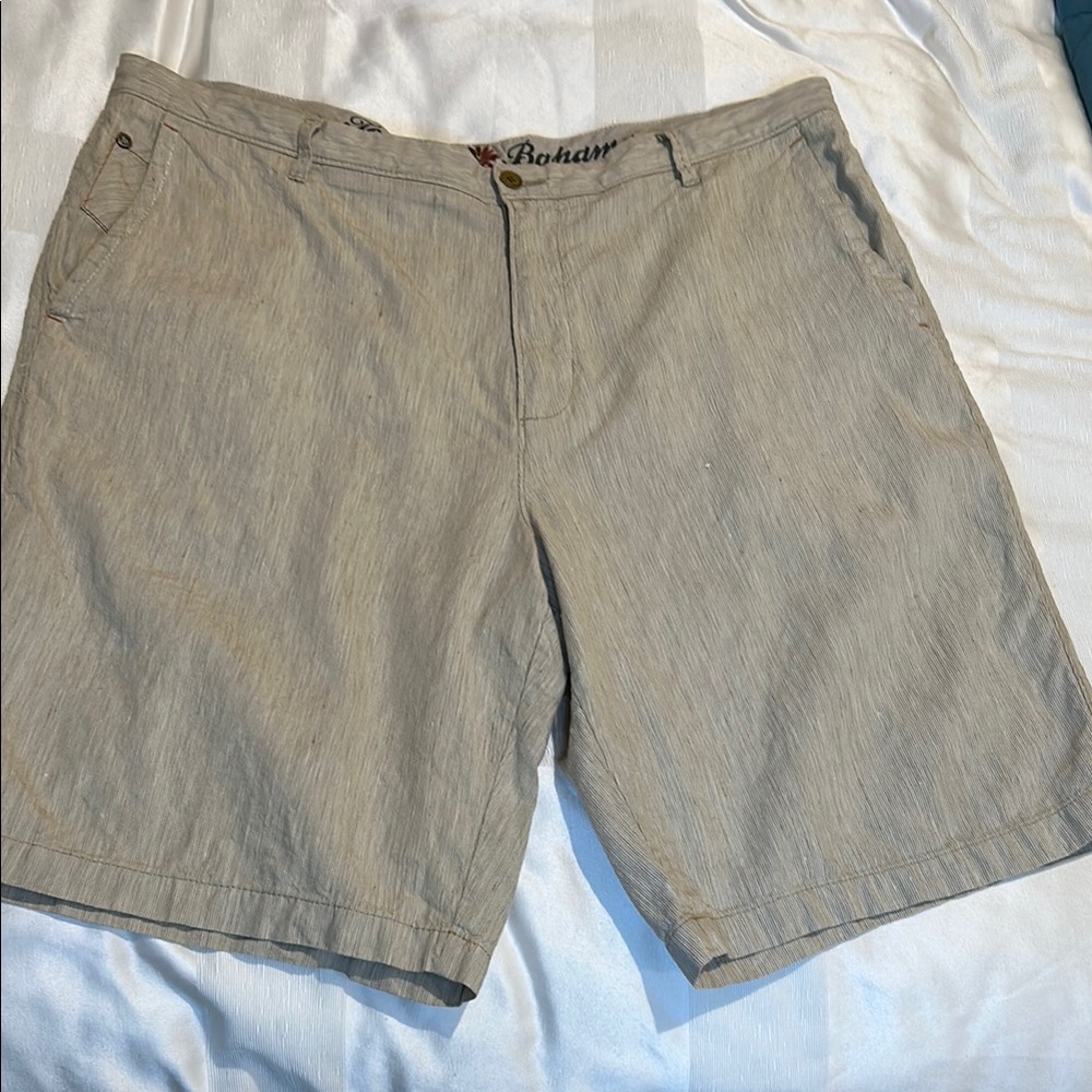 TOMMY BAHAMAS Men's Tan bermudas cotton linen blend size 38